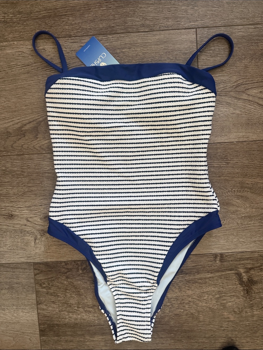 Cupshe Navy & White Striped One-Piece Swimsuit